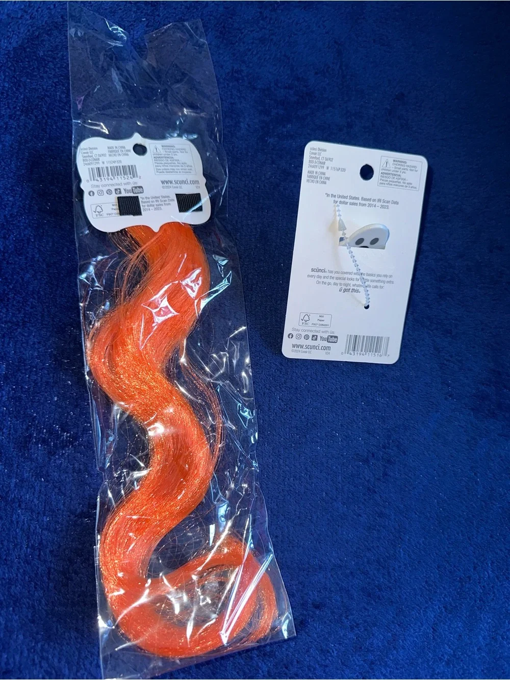 Scünci “Hey Boo!” Ghost Claw Clip + Orange Halloween Hair Extension Clip Set 2